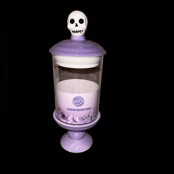 Cobwebs & Cauldrons Skull Purple‎ Halloween Candy Jar - Picture 1 of 7
